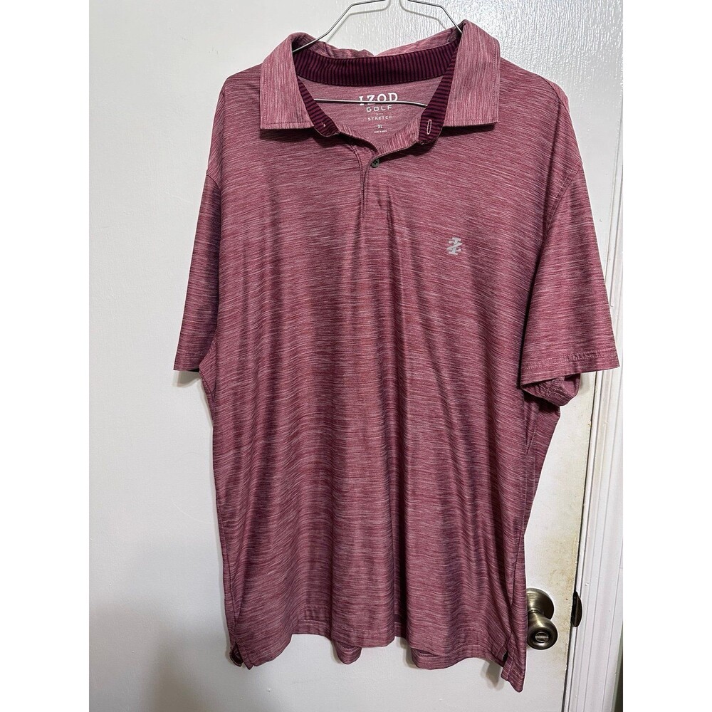 IZOD Golf Men's XL Performance Polo Stretch Short Sleeve Wine Heather Collared
